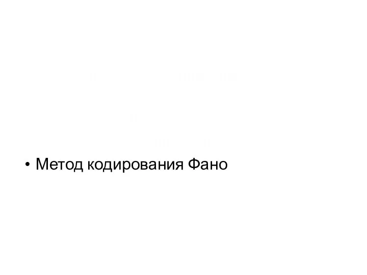 Алфавит, кодирование, код Типы кодирования, однозначное декодирование Метод кодирования Хафмана Метод кодирования Фано