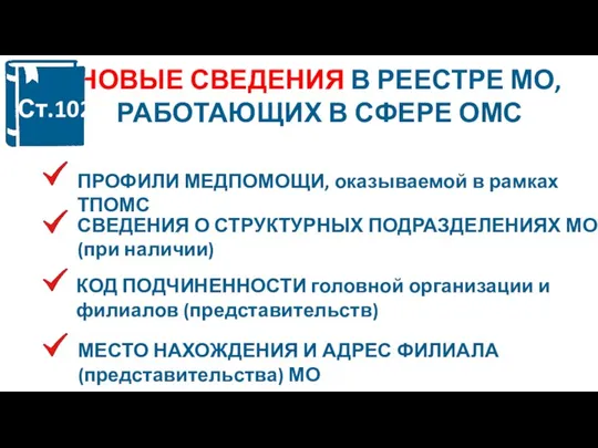 НОВЫЕ СВЕДЕНИЯ В РЕЕСТРЕ МО, РАБОТАЮЩИХ В СФЕРЕ ОМС ПРОФИЛИ МЕДПОМОЩИ,