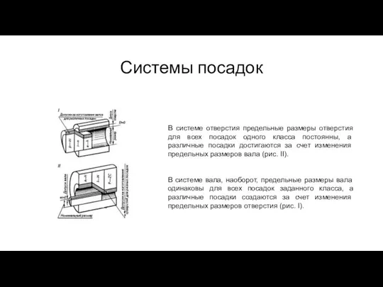 Системы посадок В системе отверстия предельные размеры отверстия для всех посадок