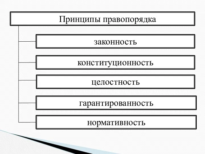 Принципы правопорядка законность конституционность целостность гарантированность нормативность