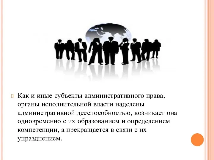 Как и иные субъекты административного права, органы исполнительной власти наделены административной