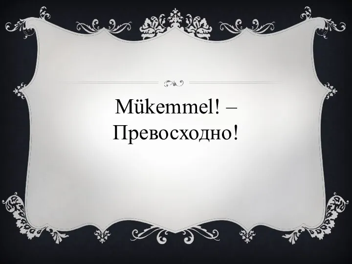 Mükemmel! – Превосходно!