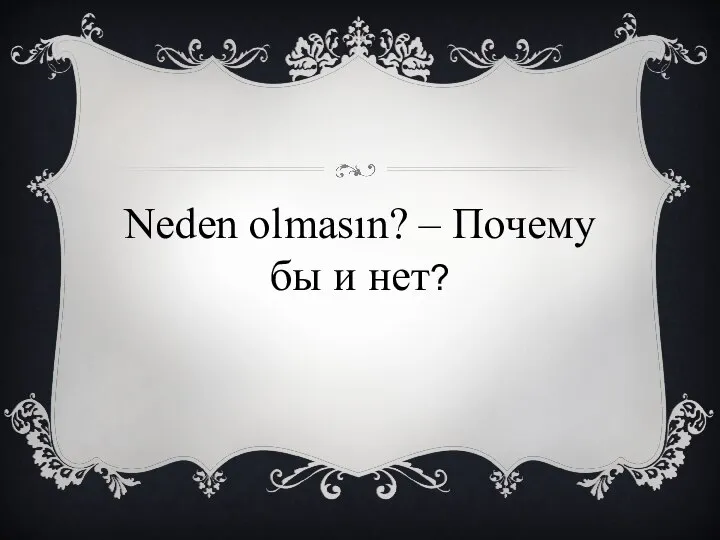 Neden olmasın? – Почему бы и нет?