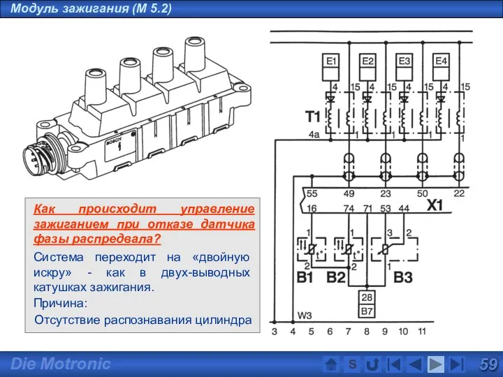 Как происходит управление зажиганием при отказе датчика фазы распредвала? Система переходит