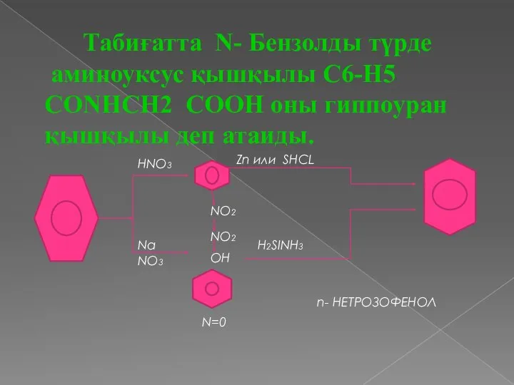 Табиғатта N- Бензолды түрде аминоуксус қышқылы С6-Н5 СОNНСН2 СООН оны гиппоуран