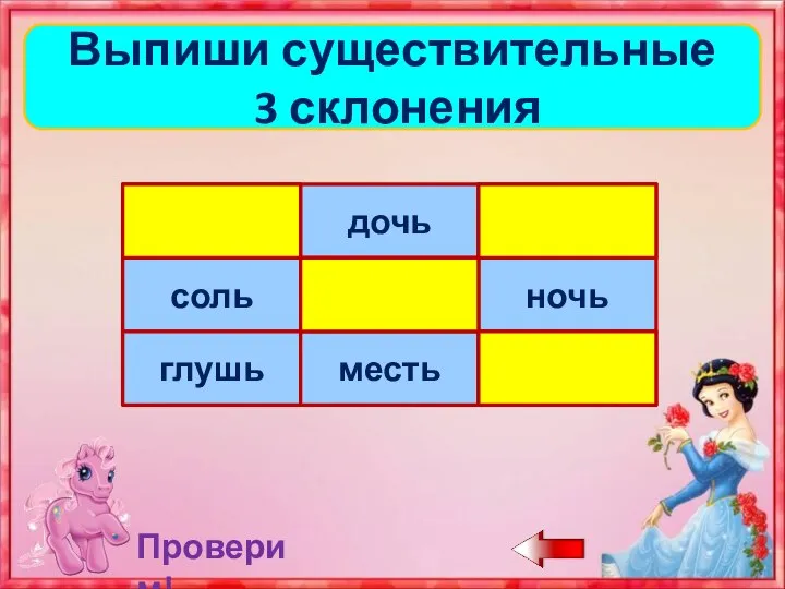 Выпиши существительные 3 склонения Проверим!