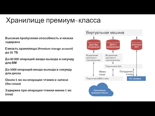 Хранилище премиум-класса Высокая пропускная способность и низкая задержка Емкость хранилища (Premium