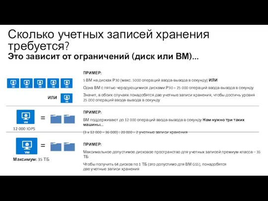 Сколько учетных записей хранения требуется? Это зависит от ограничений (диск или