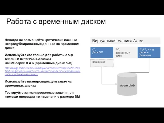 Работа с временным диском Никогда не размещайте критически важные непродублированные данные