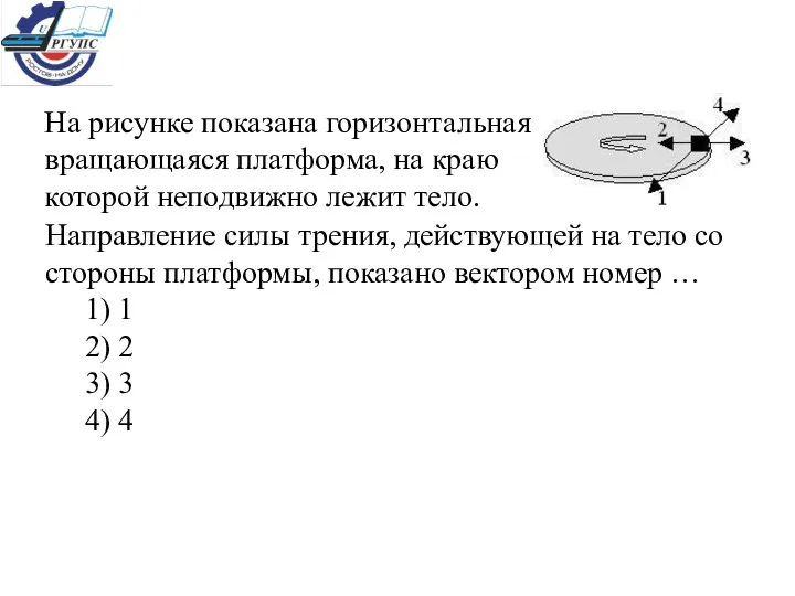 На рисунке показана горизонтальная вращающаяся платформа, на краю которой неподвижно лежит