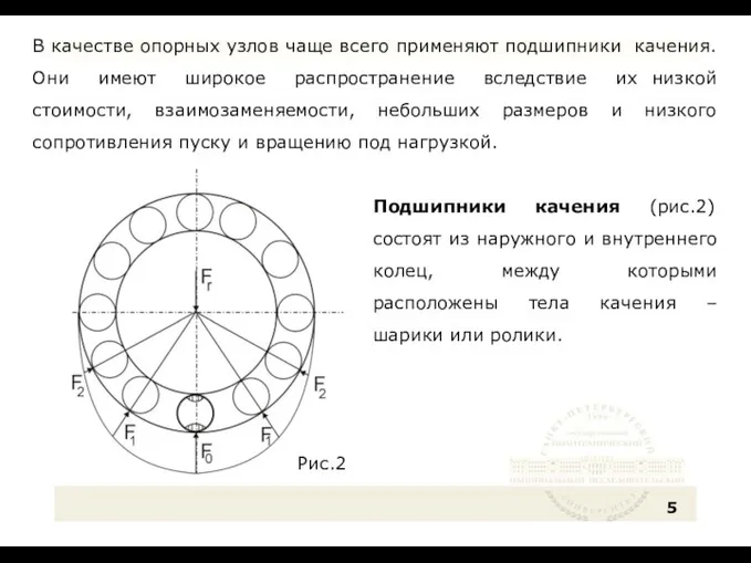 В качестве опорных узлов чаще всего применяют подшипники качения. Они имеют