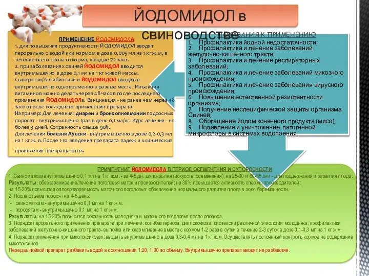 ПРИМЕНЕНИЕ ЙОДОМИДОЛА 1. для повышения продуктивности ЙОДОМИДОЛ вводят перорально с водой