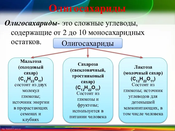 Олигосахариды Олигосахариды- это сложные углеводы, содержащие от 2 до 10 моносахаридных остатков.