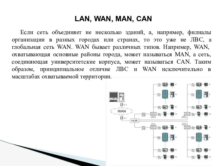 Если сеть объединяет не несколько зданий, а, например, филиалы организации в