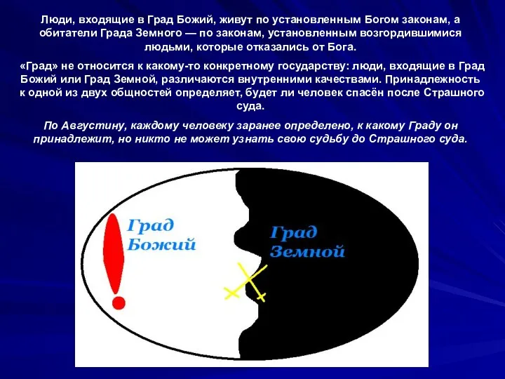 Люди, входящие в Град Божий, живут по установленным Богом законам, а