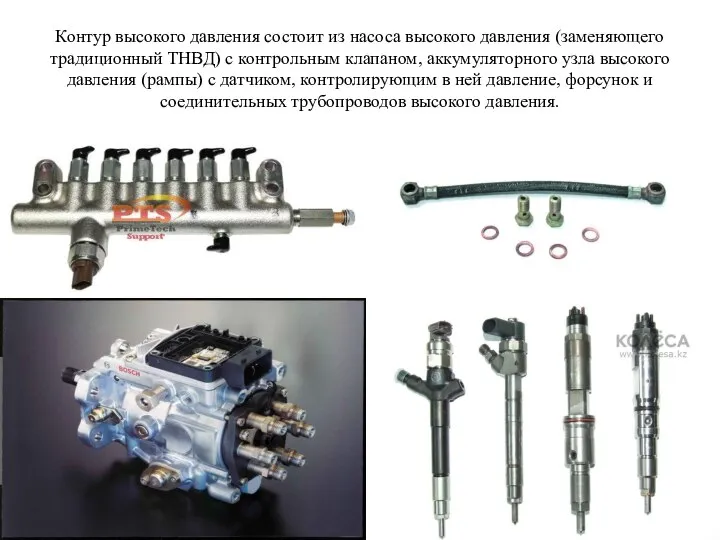 Контур высокого давления состоит из насоса высокого давления (заменяющего традиционный ТНВД)