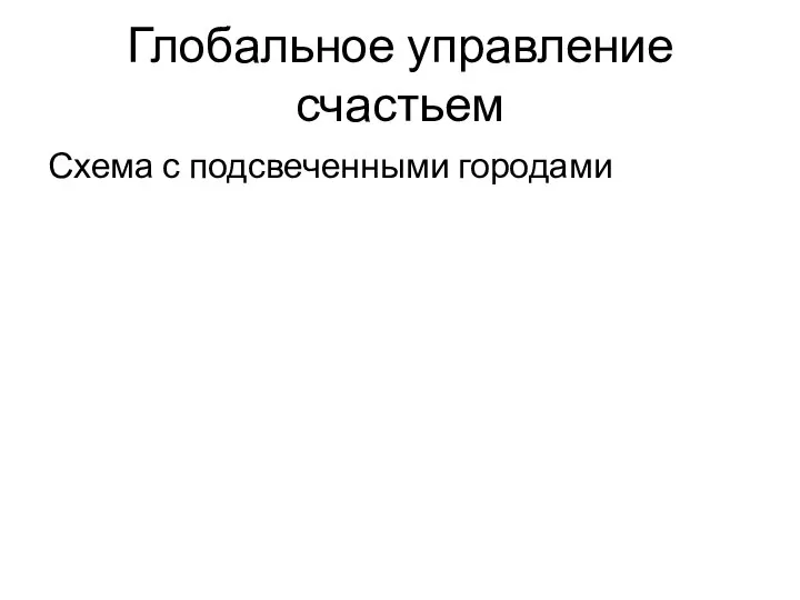 Глобальное управление счастьем Схема с подсвеченными городами