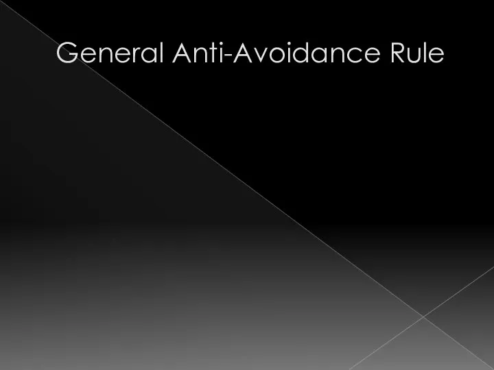 General Anti-Avoidance Rule