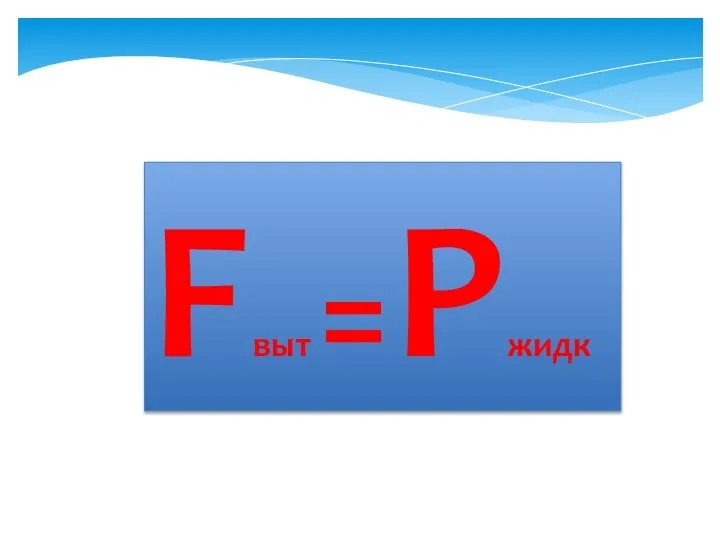 F выт = Р жидк
