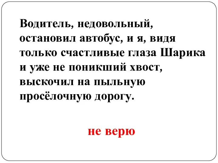 Водитель, недовольный, остановил автобус, и я, видя только счастливые глаза Шарика