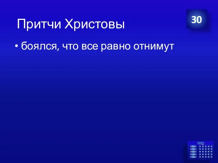 боялся, что все равно отнимут 30 Притчи Христовы