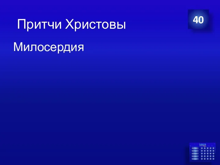 Милосердия 40 Притчи Христовы