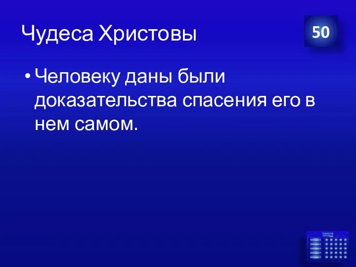 Чудеса Христовы Человеку даны были доказательства спасения его в нем самом. 50