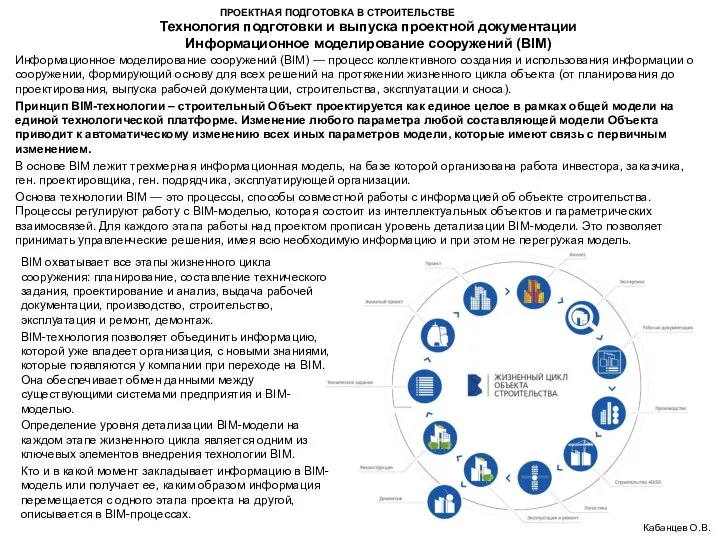 ПРОЕКТНАЯ ПОДГОТОВКА В СТРОИТЕЛЬСТВЕ Технология подготовки и выпуска проектной документации Информационное