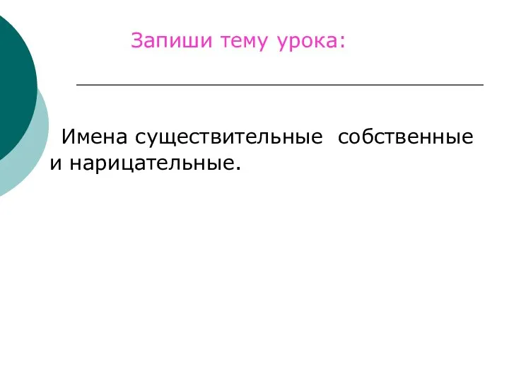 Запиши тему урока: Имена существительные собственные и нарицательные.