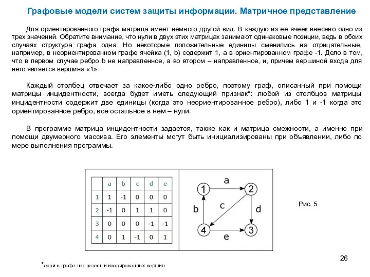 Для ориентированного графа матрица имеет немного другой вид. В каждую из