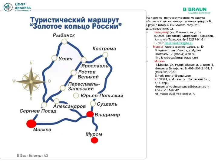 B. Braun Melsungen AG На протяжении туристического маршрута «Золотое кольцо» находятся