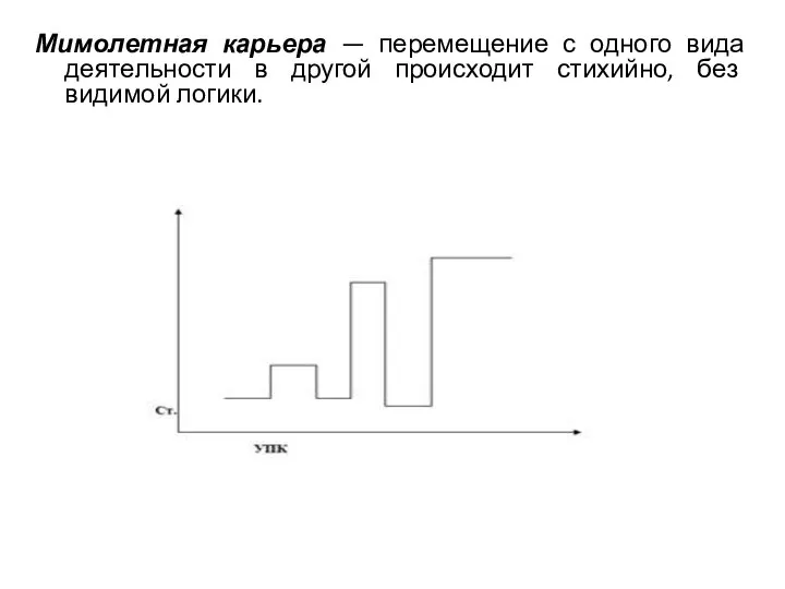 Мимолетная карьера — перемещение с одного вида деятельности в другой происходит стихийно, без видимой логики.