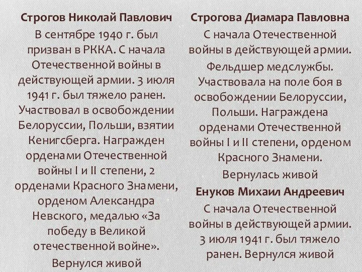 Строгов Николай Павлович В сентябре 1940 г. был призван в РККА.