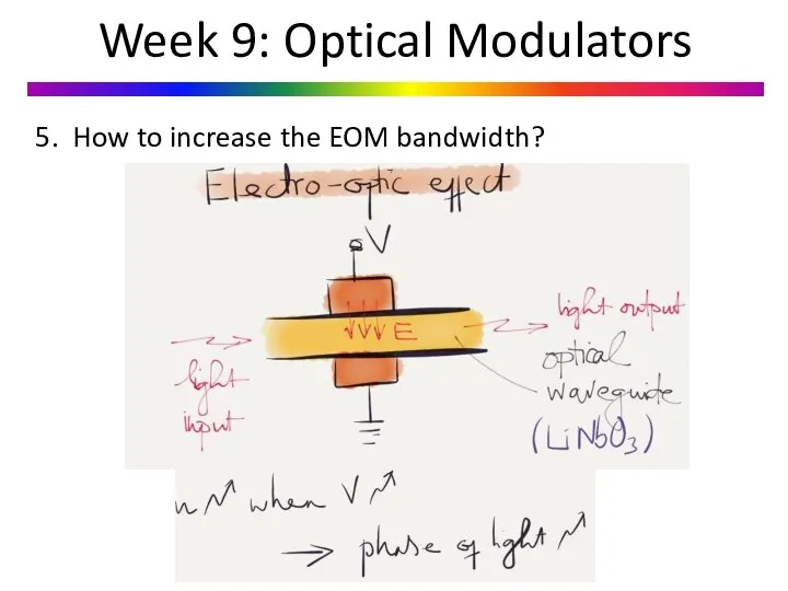 Week 9: Optical Modulators 5. How to increase the EOM bandwidth?