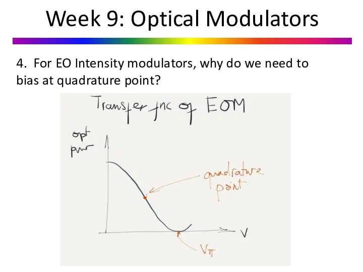 Week 9: Optical Modulators 4. For EO Intensity modulators, why do