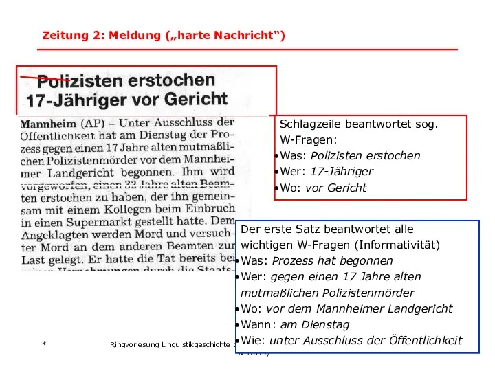 * Ringvorlesung Linguistikgeschichte :: Text- und Diskurslinguistik (Androutsopoulos WS1819) Zeitung 2: