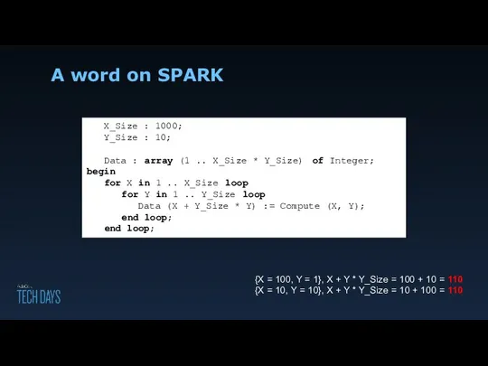 A word on SPARK X_Size : 1000; Y_Size : 10; Data