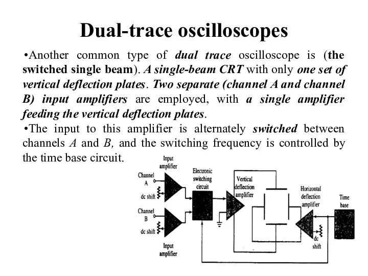 Dual-trace oscilloscopes Another common type of dual trace oscilloscope is (the