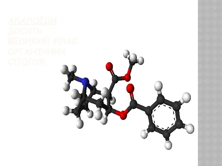АКАЛОЇДИ – ДОСИТЬ ВЕЛИКИЙ КЛАС ОРГАНІЧНИХ СПОЛУК.