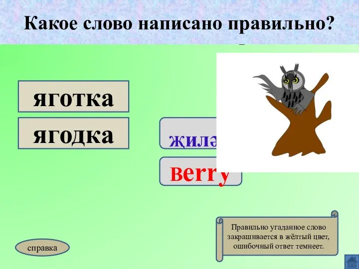 Какое слово написано правильно? Җиләк Berry яготка ягодка Какое слово написано