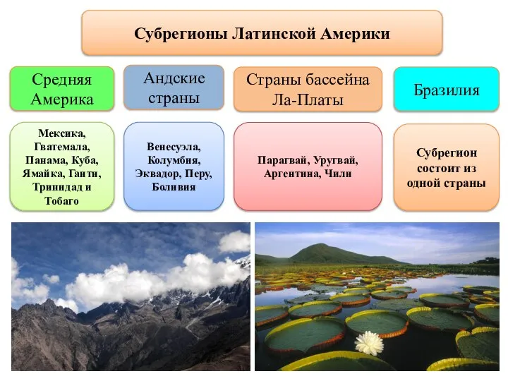 Субрегионы Латинской Америки Средняя Америка Мексика, Гватемала, Панама, Куба, Ямайка, Гаити,