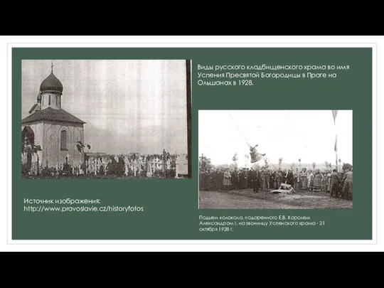 Виды русского кладбищенского храма во имя Успения Пресвятой Богородицы в Праге