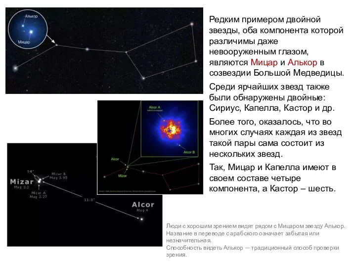 Редким примером двойной звезды, оба компонента которой различимы даже невооруженным глазом,