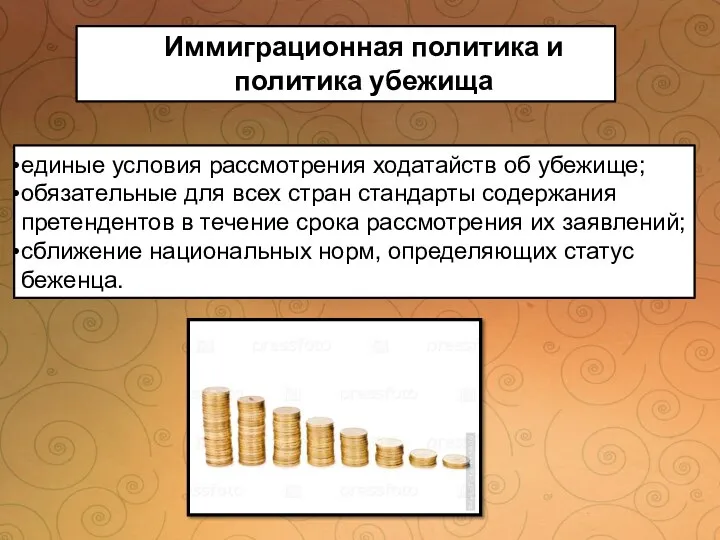 Иммиграционная политика и политика убежища единые условия рассмотрения ходатайств об убежище;