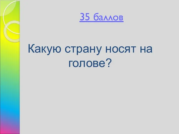 35 баллов Какую страну носят на голове?