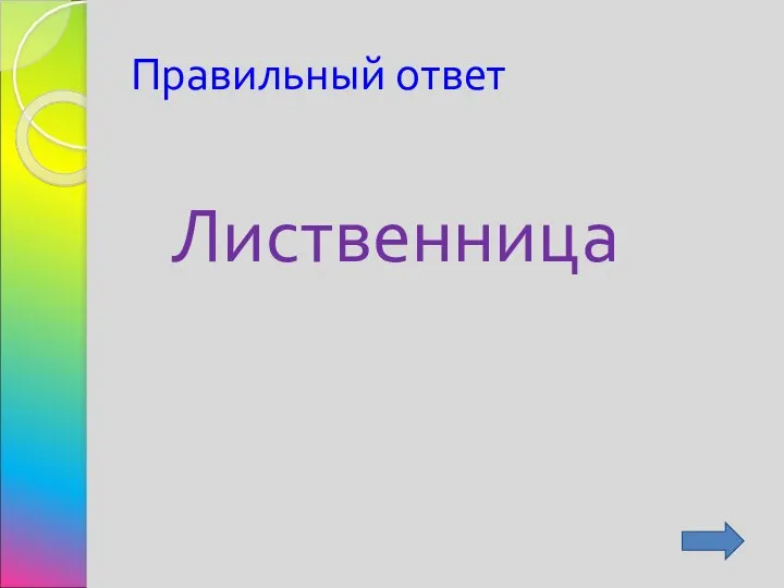 Правильный ответ Лиственница