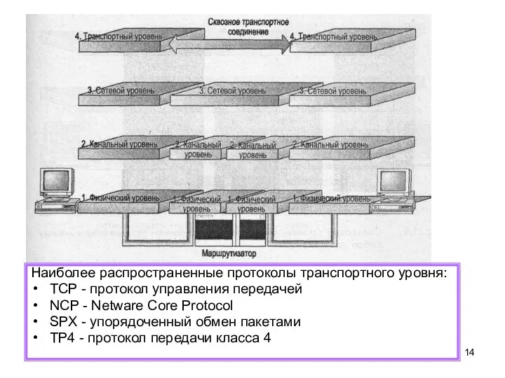 Наиболее распространенные протоколы транспортного уровня: TCP - протокол управления передачей NCP