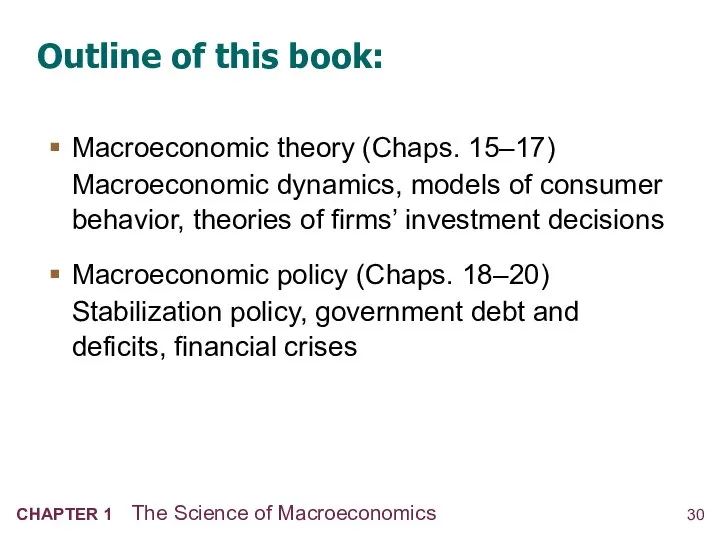 Outline of this book: Macroeconomic theory (Chaps. 15–17) Macroeconomic dynamics, models