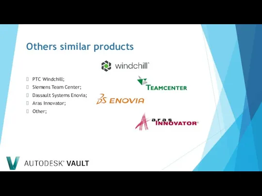 Others similar products PTC Windchill; Siemens Team Center; Dassault Systems Enovia; Aras Innovator; Other;