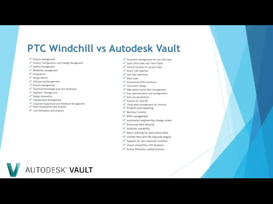 PTC Windchill vs Autodesk Vault